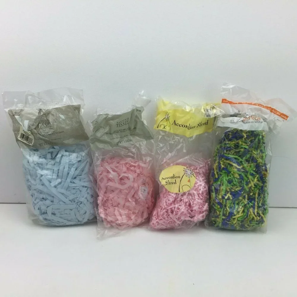 Shred Accordion Crinkle Streamer Tissue Paper Gift Box Filler Green Pink Blue